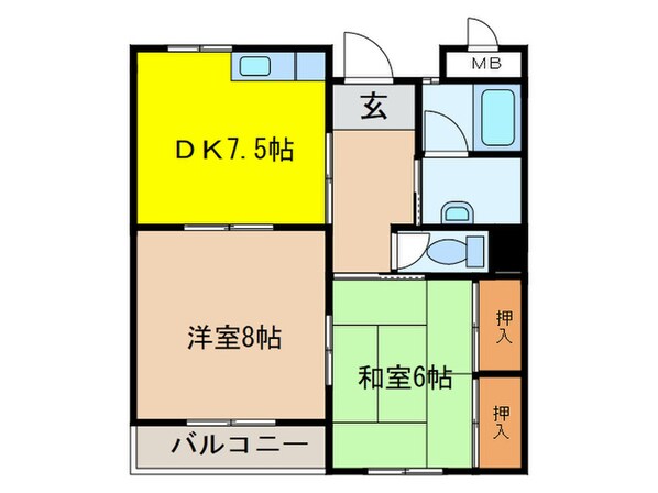 ハイフラット静徳の物件間取画像